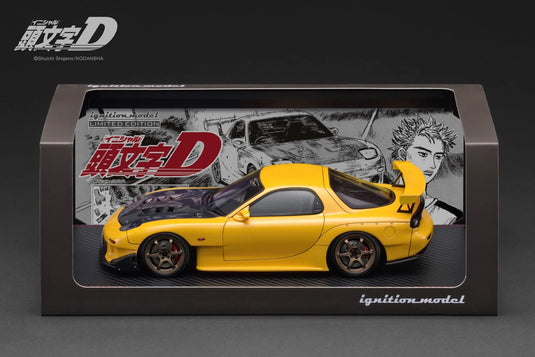 Mazda RX-7 (FD3S) Initial D "With LED light/USB Type-C cable is not included" YELLOW IGNITION MODEL 1:18