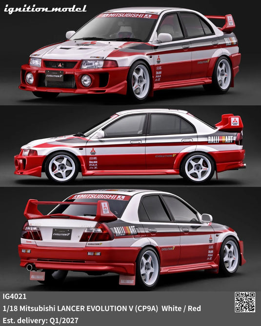MITSUBISHI LANCER EVOLUTION V (CP9A) WHITE/RED IGNITION MODEL 1:18