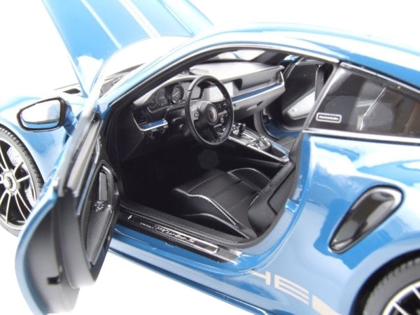 Load image into Gallery viewer, Porsche 911 (992) Turbo S coupe Sport Design 2021 Blue MINICHAMPS 1:18
