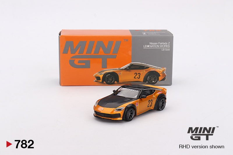 Load image into Gallery viewer, Nissan 400Z LB NATION WORKS GOLD 2024 (RHD) MINI GT 1:64
