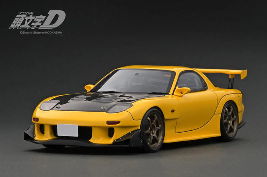 Mazda RX-7 (FD3S) Initial D "With LED light/USB Type-C cable is not included" YELLOW IGNITION MODEL 1:18