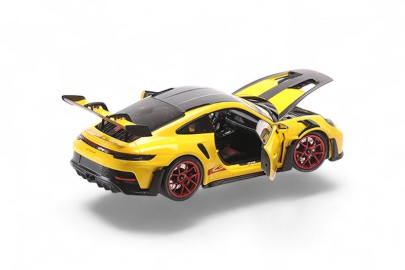 Load image into Gallery viewer, Porsche 911 (992) GT3RS 2024 YELLOW W/WEISSACH PACKAGE W RED WHEELS Limited Edition 400 pcs MINICHAMPS 1:18
