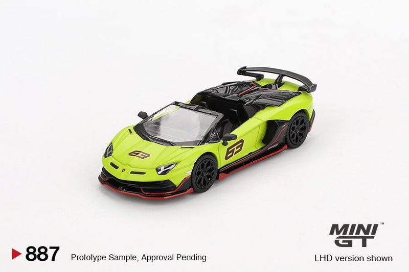 Load image into Gallery viewer, Lamborghini AVENTADOR SVJ 63 ROADSTER GREEN SHOCK 2022 (LHD) MINI GT 1:64
