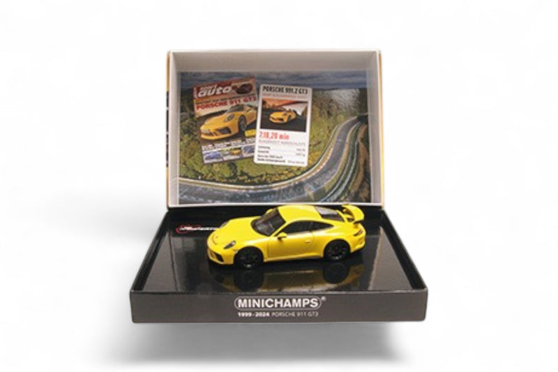 Load image into Gallery viewer, Porsche 911 GT3 2017 YELLOW SPECIAL BOX ‼️LIMITED EDITION 525 pieces‼️ MINICHAMPS 1:43
