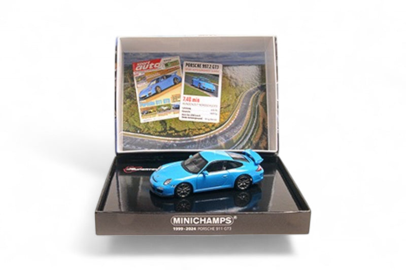Load image into Gallery viewer, Porsche 911 GT3 2009 BLUE SPECIAL BOX ‼️LIMITED EDITION 525 pieces‼️ MINICHAMPS 1:43
