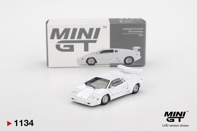 Chargez l'image dans la visionneuse de la galerie, LAMBORGHINI COUNTACH 25ÈME ANNIVERSAIRE BLANC 1989 MINI GT 1:64
