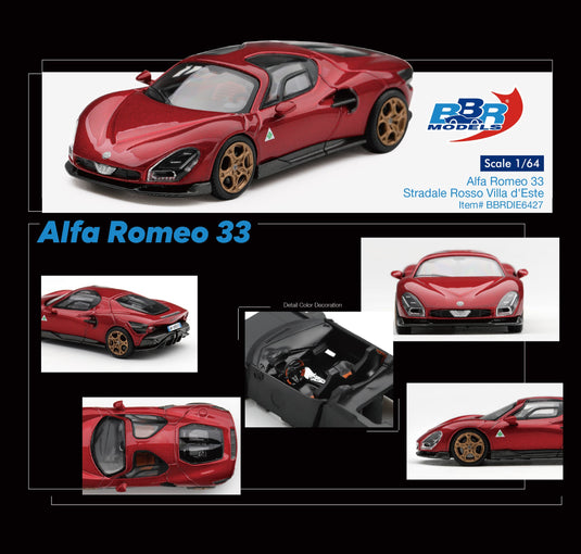 ALFA ROMEO 33 STRADALE ROUGE VILLA D'ESTE 2025 BBR Models 1:64