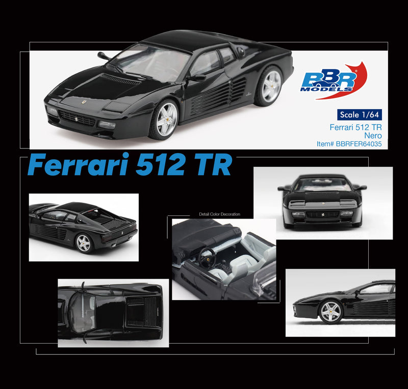 Load image into Gallery viewer, FERRARI 512 TR BLACK 1992 BBR Models 1:64
