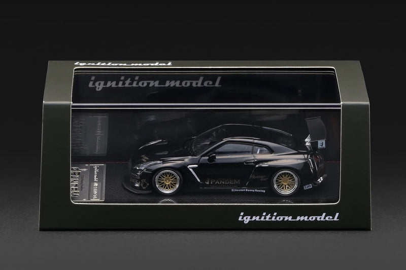 Laad de afbeelding in de Gallery-viewer, NISSAN PANDEM R35 GT-R ZWART METALLIC IGNITION MODEL 1:64
