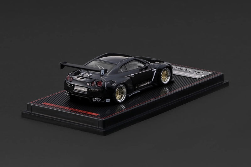 Laad de afbeelding in de Gallery-viewer, NISSAN PANDEM R35 GT-R ZWART METALLIC IGNITION MODEL 1:64
