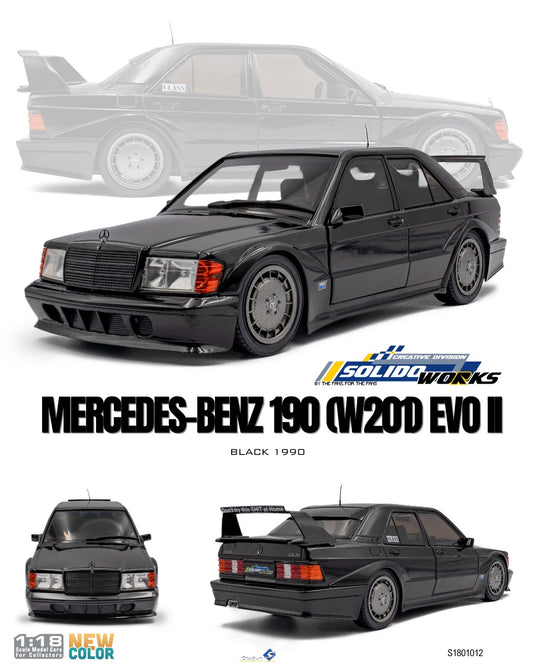 MERCEDES-BENZ 190 (W201) EVO II SOLIDO WORKS BLACK 1990 SOLIDO 1:18