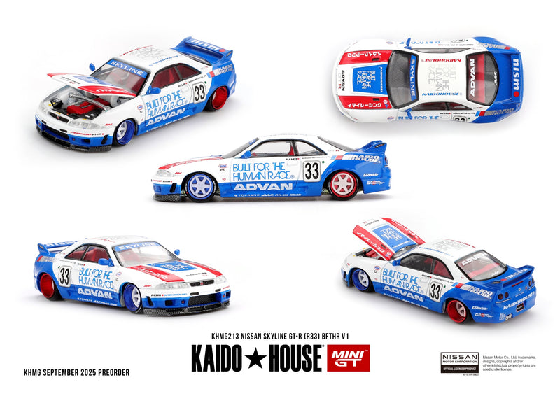 Load image into Gallery viewer, Nissan GTR (R33) BFTHR V1 1995 MINI GT 1:64
