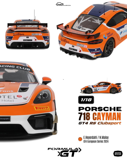 PORSCHE 718 CAYMAN GT4 RS CLUBSPORT E. HEYERDAHL / N. MALOY GT4 EUROPEAN SERIES 2024 OTTOmobile 1:18