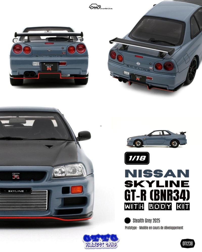 Chargez l'image dans la visionneuse de la galerie, NISSAN SKYLINE GT-R (BNR34) WITH BODY KIT GRIS 2025 OTTOmobile 1:18
