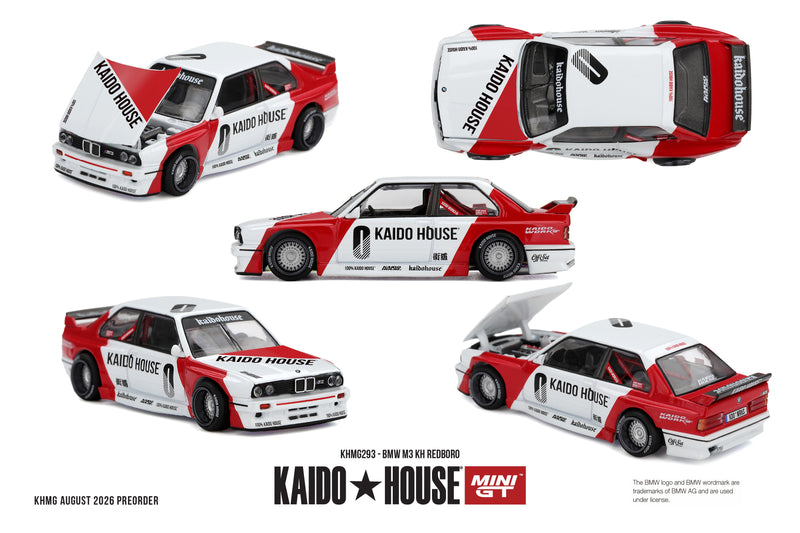 Laad de afbeelding in de Gallery-viewer, BMW M3 (E30) KAIDO*HOUSE REDBORO 1989 MINI GT 1:64
