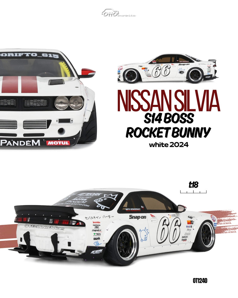 Load image into Gallery viewer, Nissan SILVIA S14 BOSS ROCKET BUNNY WHITE 2024 OTTOmobile 1:18
