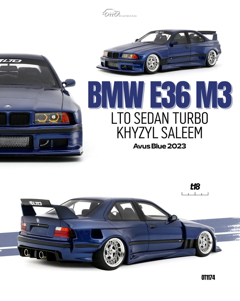 Chargez l'image dans la visionneuse de la galerie, BMW E36 LTO BERLINE TURBO KHYZYL SALEEM BLEU AVUS 2023 OTTOmobile 1:18
