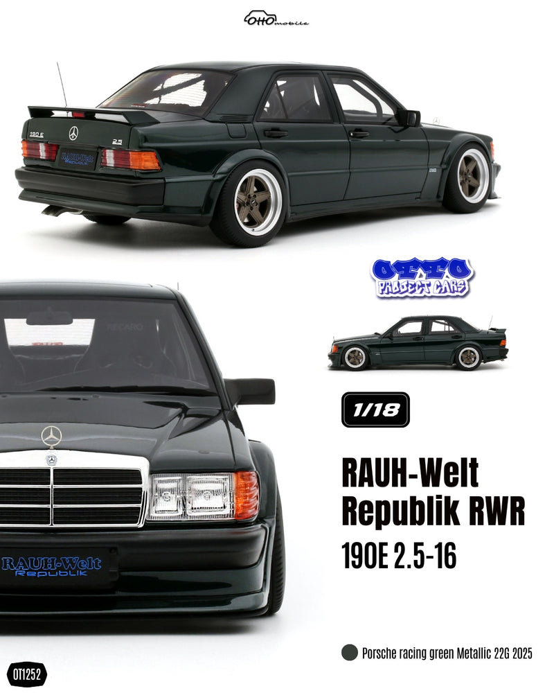 Load image into Gallery viewer, MERCEDES -BENZ RAUH-WELT REPUBLIK RWR 190E 2.5-16 PORSCHE RACING GREEN METALLIC 22G 2025 OTTOmobile 1:18
