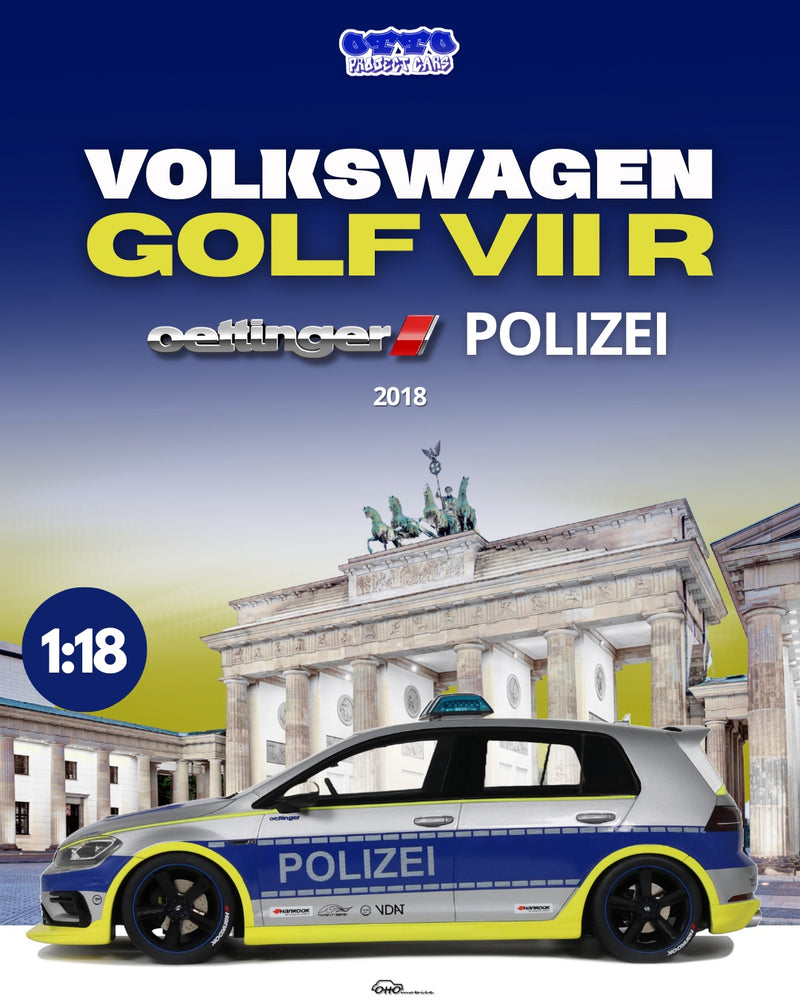 Load image into Gallery viewer, Volkswagen GOLF VII R OETTINGER POLIZEI GREY 2018 OTTOmobile 1:18
