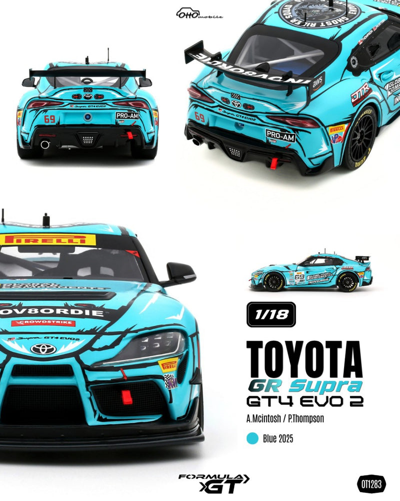 Chargez l'image dans la visionneuse de la galerie, TOYOTA GR SUPRA GT4 EVO 2 A. MCINTOSH / P. THOMPSON BLEU 2025 OTTOmobile 1:18
