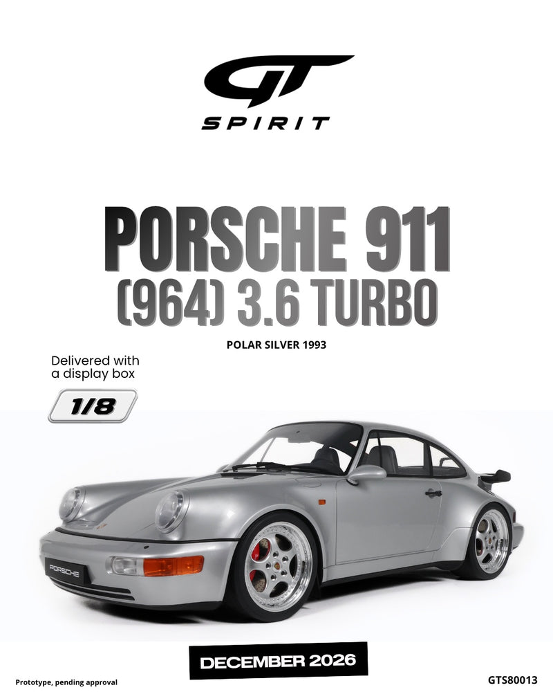Load image into Gallery viewer, PORSCHE 911 (964) 3.6 TURBO POLAR SILVER 1993 GT SPIRIT 1:8
