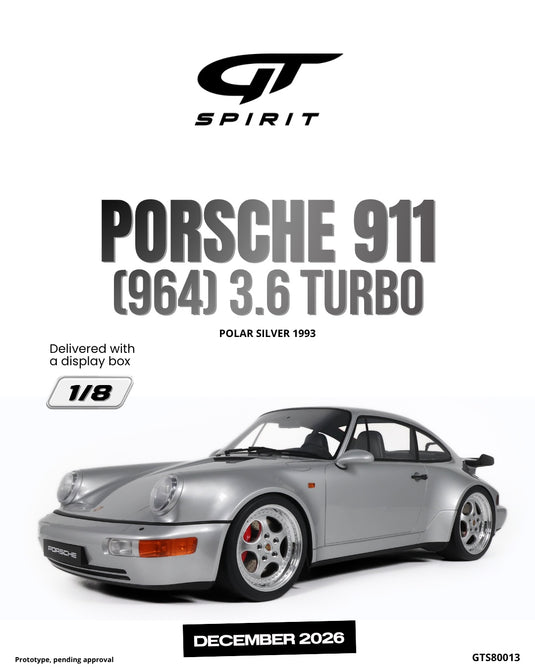PORSCHE 911 (964) 3.6 TURBO POLAR SILVER 1993 GT SPIRIT 1:8