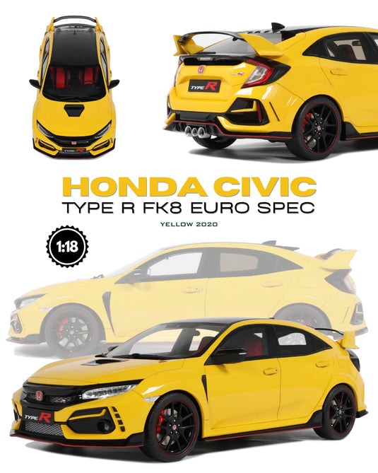 HONDA CIVIC TYPE R FK8 EURO SPEC SUNLIGHT YELLOW 2020 OTTOmobile 1:18