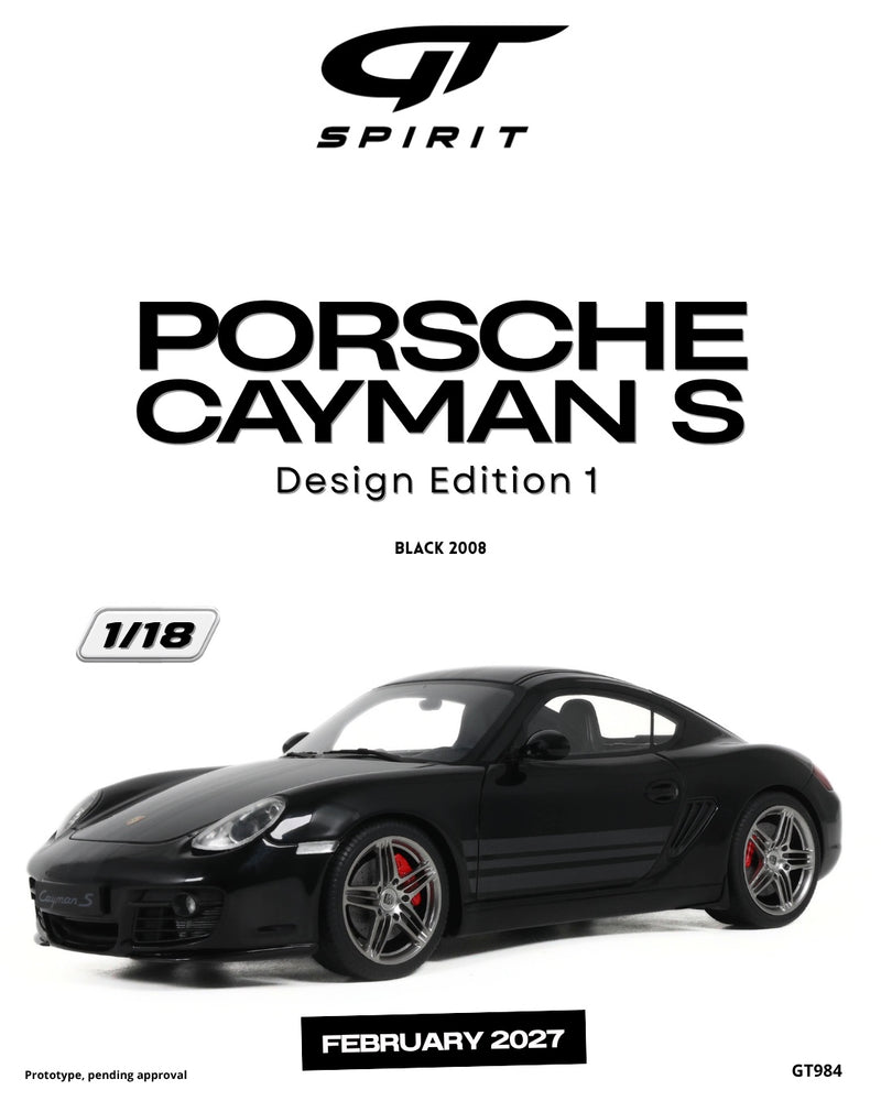 Load image into Gallery viewer, PORSCHE CAYMAN S DESIGN EDITION 1 BLACK 2008 GT SPIRIT 1:18
