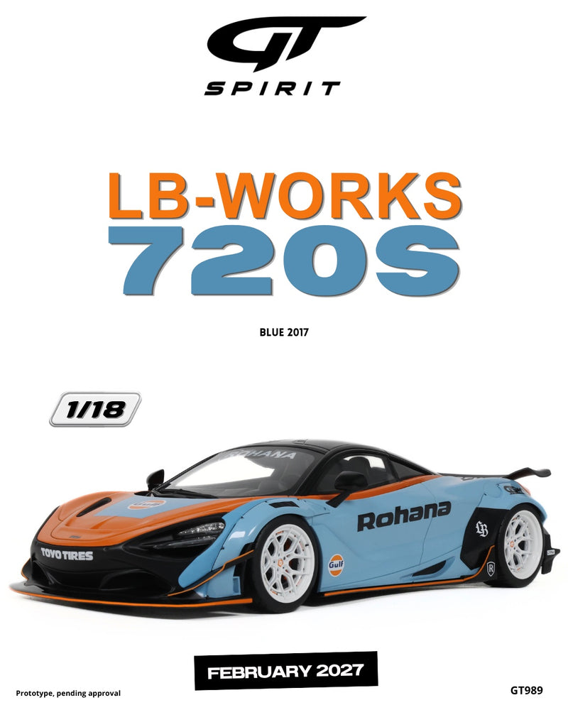 Load image into Gallery viewer, MCLAREN LB-WORKS 720S ORANGE &amp; BLUE 2017 GT SPIRIT 1:18
