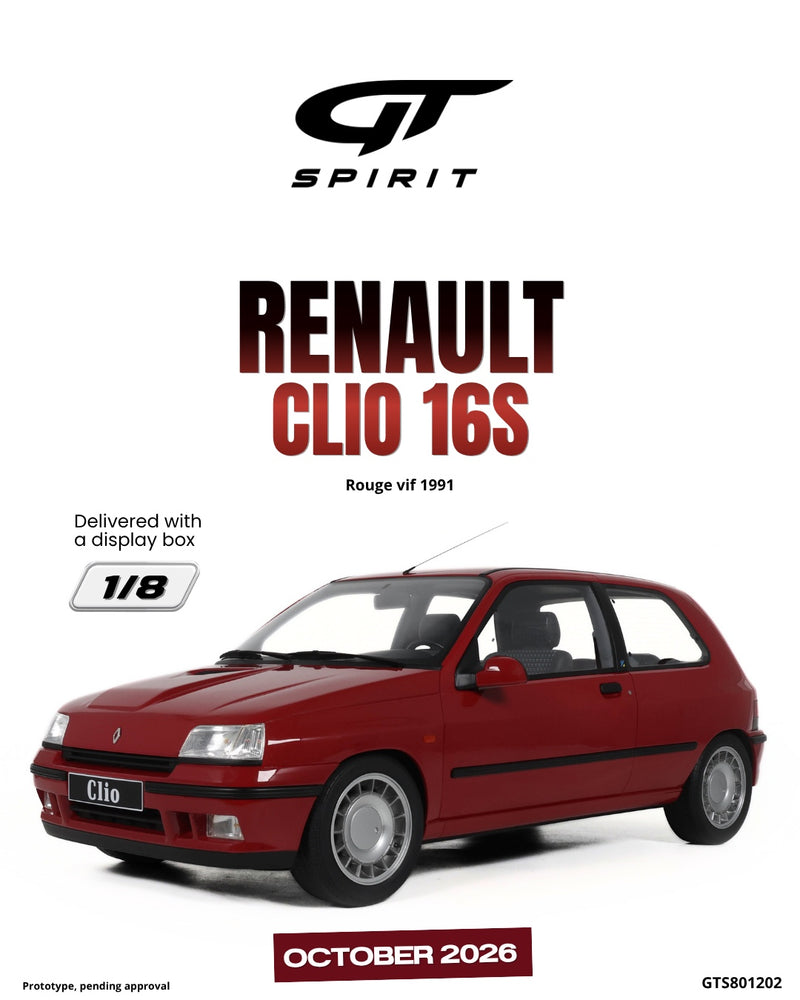 Laad de afbeelding in de Gallery-viewer, RENAULT CLIO 16S ROOD 1991 GT SPIRIT 1:8
