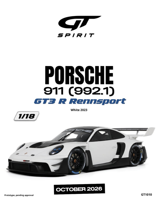 PORSCHE 911 (992.1) GT3 R RENNSPORT WHITE 2023 GT SPIRIT 1:18