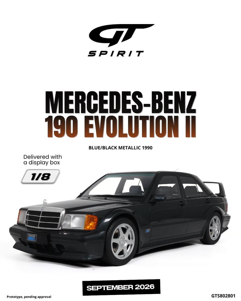 Load image into Gallery viewer, MERCEDES-BENZ 190 EVOLUTION II BLUE/BLACK METALLIC 1990 GT SPIRIT 1:8
