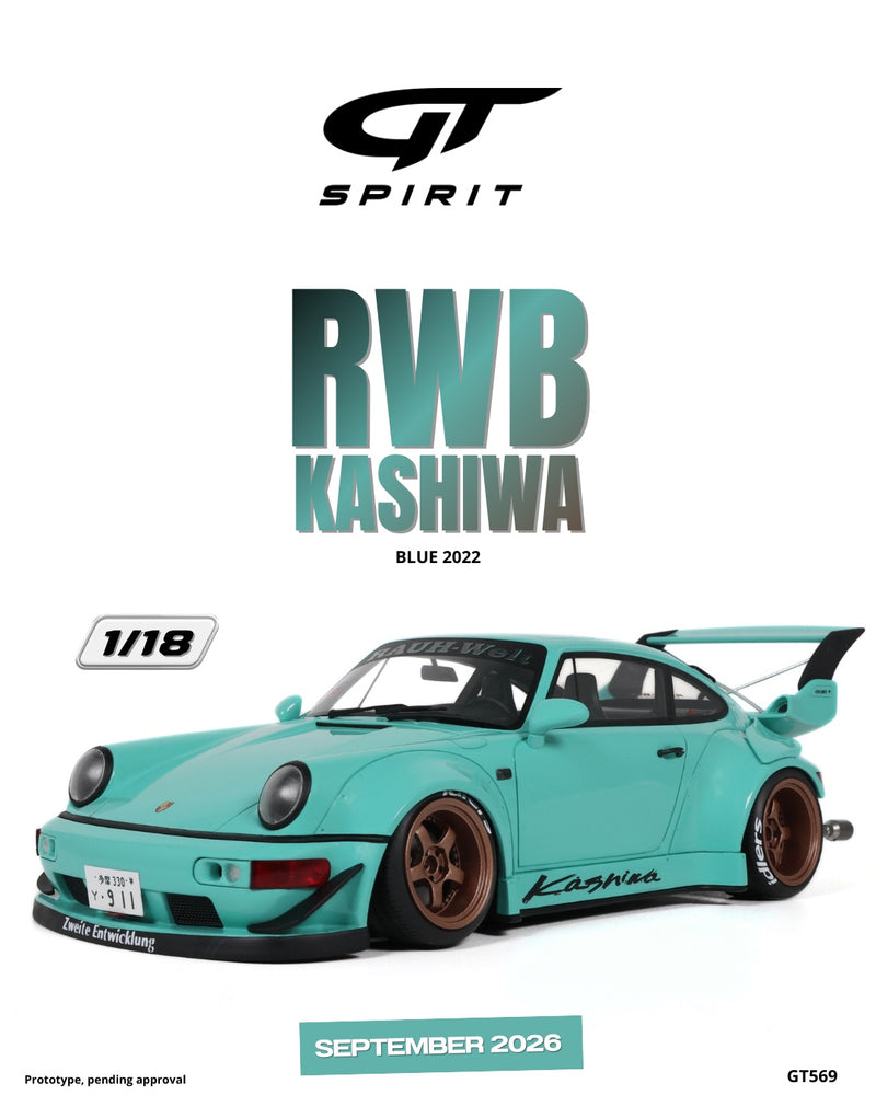 Laad de afbeelding in de Gallery-viewer, PORSCHE RWB KASHIWA BLAUW 2022 GT SPIRIT 1:18
