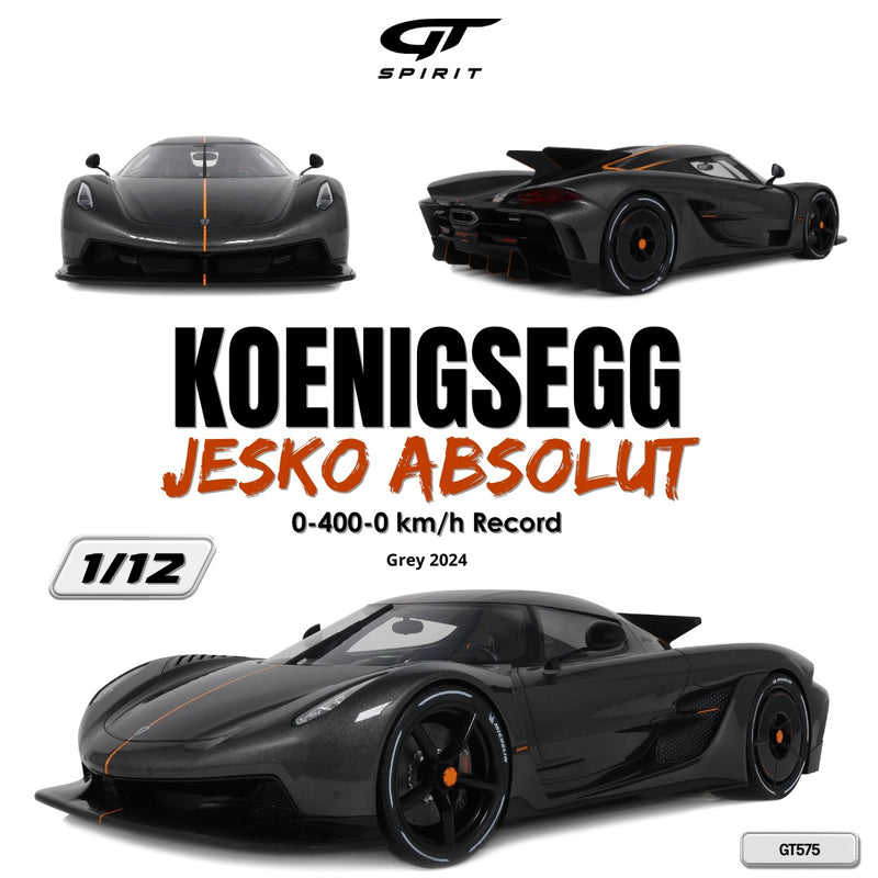 Chargez l'image dans la visionneuse de la galerie, KOENIGSEGG JESKO ABSOLUT RECORD 0-400-0 KM/H GRIS 2024 GT SPIRIT 1:12
