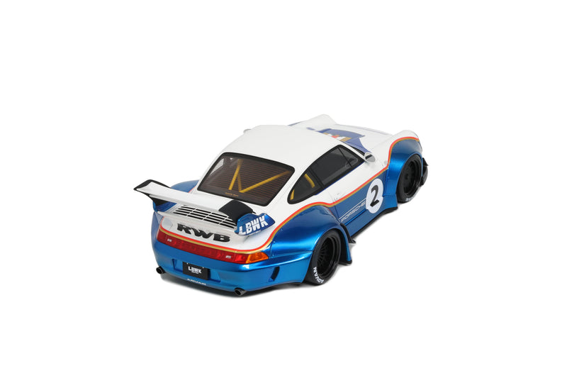 Load image into Gallery viewer, Porsche RWB X LIBERTY WALK WHITE/BLUE 2023 GT SPIRIT 1:18
