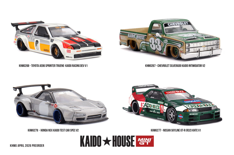 Laad de afbeelding in de Gallery-viewer, TOYOTA AE86 SPRINTER TRUENO KAIDO RACING DEV V1 1983 MINI GT 1:64
