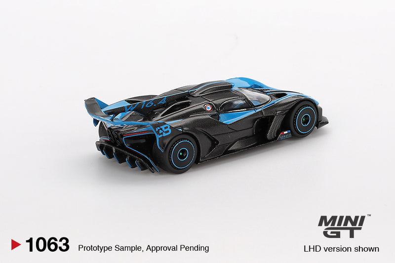 Load image into Gallery viewer, Bugatti BOLIDE PRESENTATION BLACK AND BLUE 2024 (LHD) MINI GT 1:64

