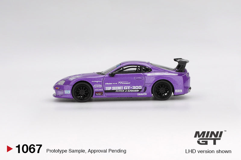 Load image into Gallery viewer, Toyota SUPRA MK4 (A80) TOP SECRET GT-300 TOP SECRET PURPLE 2014 (LHD) MINI GT 1:64
