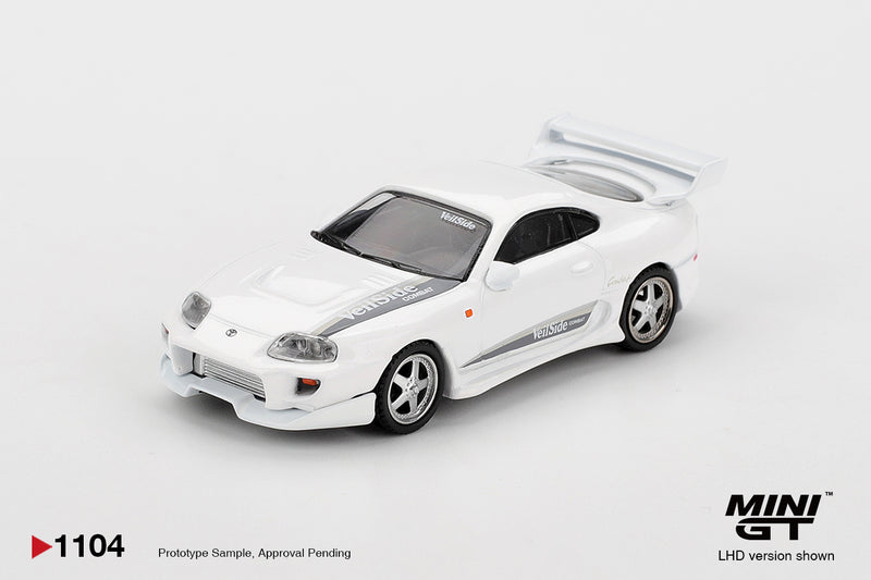 Load image into Gallery viewer, Toyota SUPRA MK4 (A80) VEILSIDE COMBAT V-I WHITE PEARL METALLIC 2014 (LHD) MINI GT 1:64
