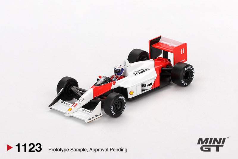 Load image into Gallery viewer, McLaren MP4/4 #11 ALAIN PROST JAPANESE GRAND PRIX 2ND PLACE 1988 (LHD) MINI GT 1:64
