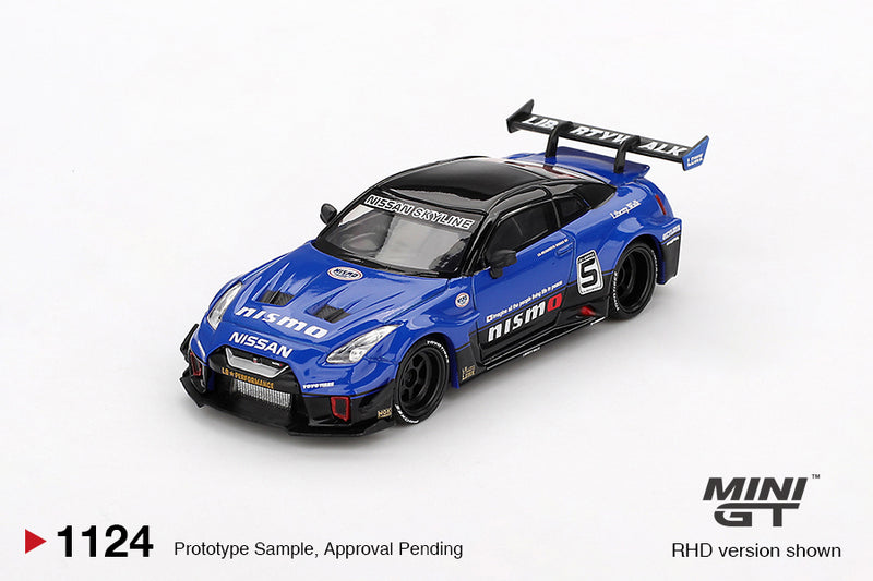 Load image into Gallery viewer, Nissan GTR R35 LB-SILHOUETTE WORKS GT BLUE 2025 (LHD) MINI GT 1:64
