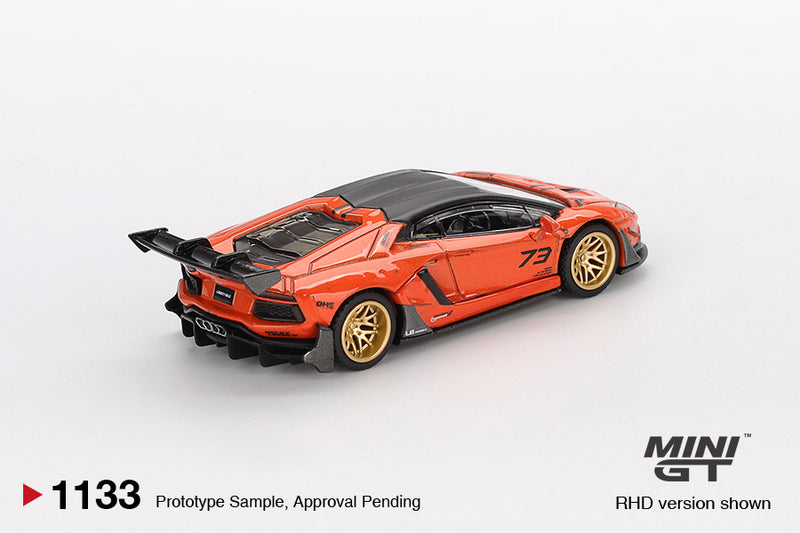 Load image into Gallery viewer, Lamborghini AVENTADOR LB- WORKS LIMITED EDITION ORANGE MDX 2025 (RHD) MINI GT 1:64
