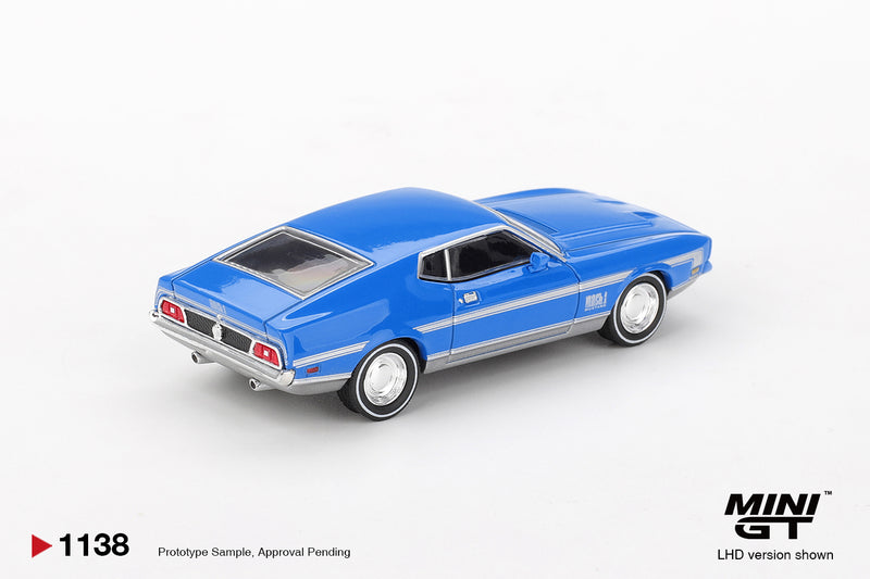 Load image into Gallery viewer, Ford MUSTANG MACH 1 GRABBER BLUE 1971 (LHD) MINI GT 1:64
