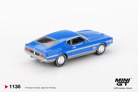 Ford MUSTANG MACH 1 GRABBER BLUE 1971 (LHD) MINI GT 1:64