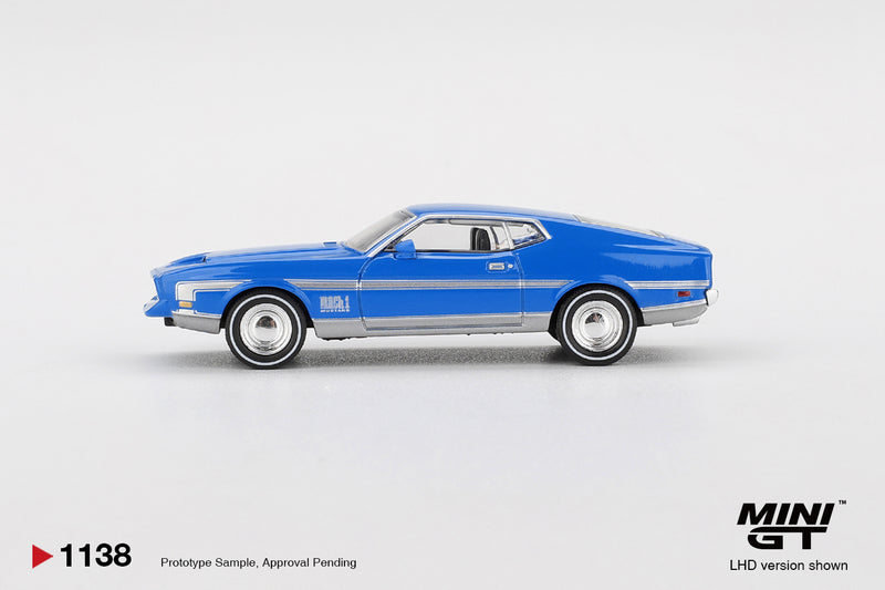 Load image into Gallery viewer, Ford MUSTANG MACH 1 GRABBER BLUE 1971 (LHD) MINI GT 1:64
