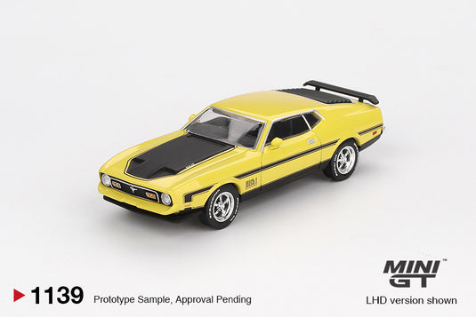 Ford MUSTANG MACH 1 GRABBER YELLOW 1971 (LHD) MINI GT 1:64