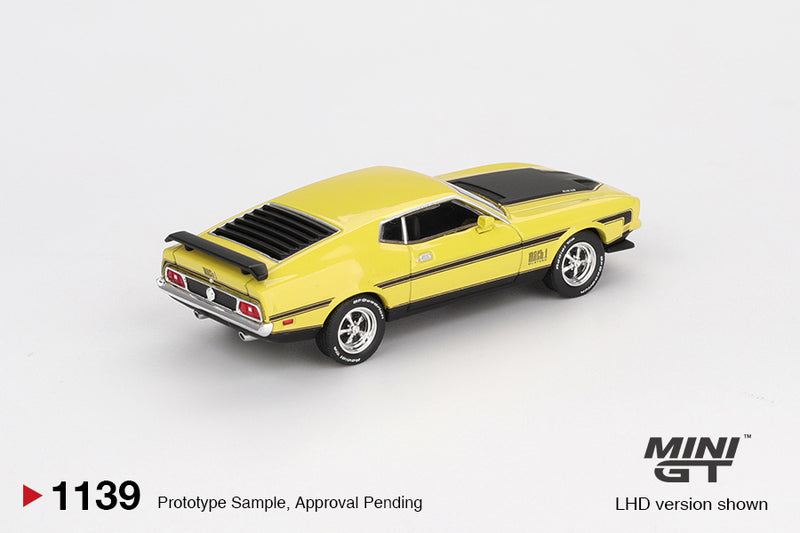 Load image into Gallery viewer, Ford MUSTANG MACH 1 GRABBER YELLOW 1971 (LHD) MINI GT 1:64
