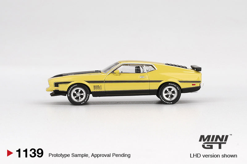 Load image into Gallery viewer, Ford MUSTANG MACH 1 GRABBER YELLOW 1971 (LHD) MINI GT 1:64
