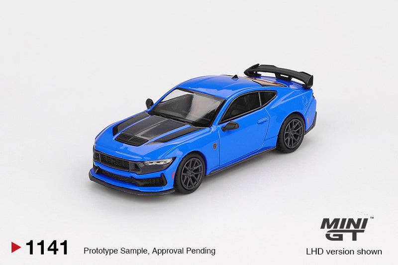 Load image into Gallery viewer, Ford MUSTANG DARK HORSE GRABBER BLUE 2024 (LHD) MINI GT 1:64
