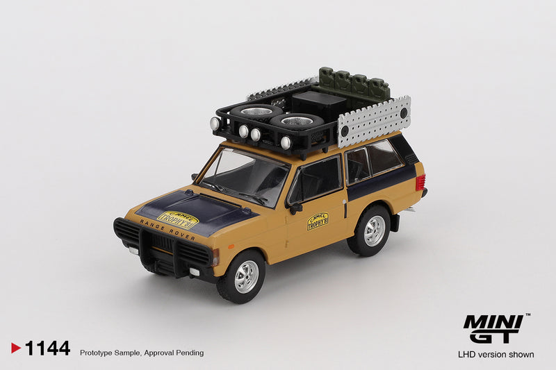 Load image into Gallery viewer, Land Rover RANGE ROVER C.SWOBODA &amp; K.MENTEL WINNER CAMEL TROPHY SUMATRA 1981 (LHD) MINI GT 1:64
